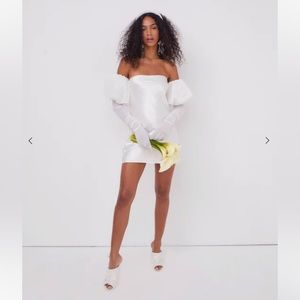 For Love and Lemons Hazel White Mini Dress Gloves Engagement Dress